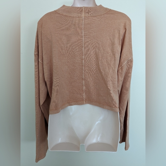 Free People we the free cotton long sleeve T-shirt peach Large - Picture 5 of 11